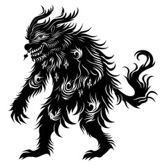 Silhouette Xiezhi or haetae the Mythical Creature ancient beast black color only