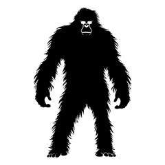 Silhouette Yeti the Mythical Creature ancient beast black color only