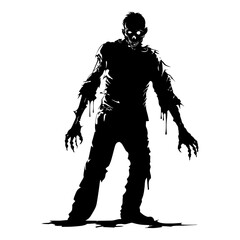 Fototapeta na wymiar Silhouette zombie black color only full body