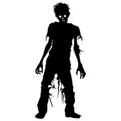 Fototapeta premium Silhouette zombie black color only full body