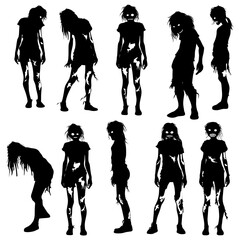 Silhouette zombie women black color only full body
