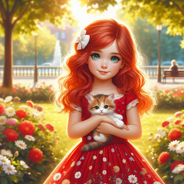 girl with cat
