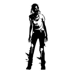 Fototapeta premium Silhouette zombie women black color only full body