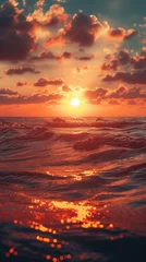 Foto op Plexiglas Vertical landscape of calm sea and ocean water with clouds © Barosanu