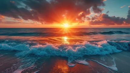 Photo sur Plexiglas Coucher de soleil sur la plage Landscape of ocean at sunset with sand and beach