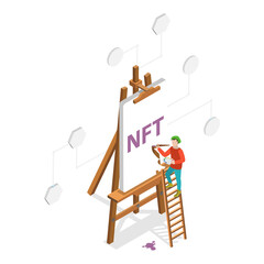 3D Isometric Flat  Illustration of NFT. Item 2
