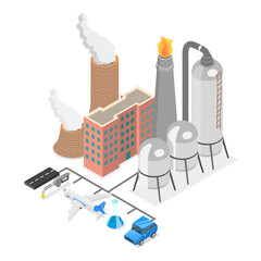 3D Isometric Flat  Illustration of Oil Refinery. Item 2