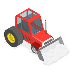 3D Isometric Flat  Set of Different Snowplows. Item 2