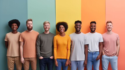 Diverse group of people of different ethnicity and style. Concept of diversity, inclusion and acceptance. - obrazy, fototapety, plakaty
