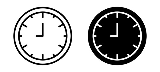 Clock vector line icon illustration.