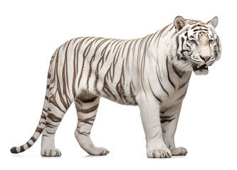 Obraz premium Side view of a white tiger on isolated background