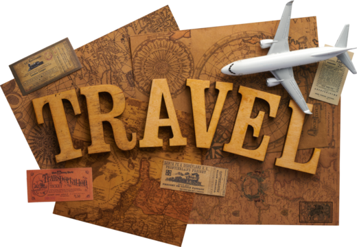 Premium Isolated travel cComposition with elements