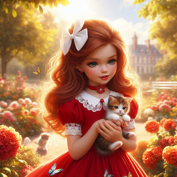 girl with cat