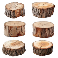 Cross section of tree trunk isolated on transparent or white background generative ai 