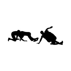   Wrestling vector silhouette. It is Greco-Roman, freestyle, collegiate, scholastic, and amateur wrestling.