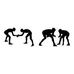   Wrestling vector silhouette. It is Greco-Roman, freestyle, collegiate, scholastic, and amateur wrestling.