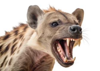 Fotobehang Scary hyena with visible fangs, head portrait © FP Creative Stock