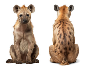 Sitting hyena front and back view