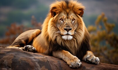 Majestic Lion Resting on a Rock