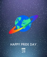 Fotobehang lgbt world pride day in space in colorful  © Oksana