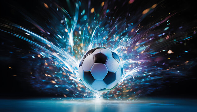 Konzept Fußball liegt ins Tor, Abstrakte Darstellung Fußballtor