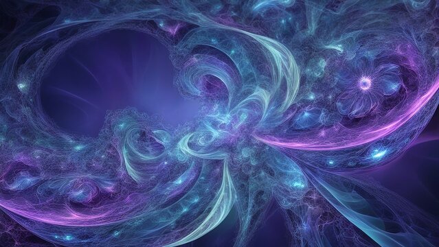 abstract background with smoke _A  art with fractal shapes and cool colors. The art is generated by mathematical formulas,  