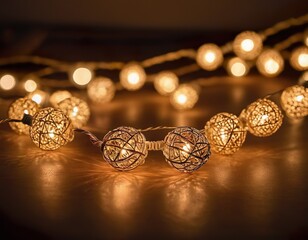 gold string lights on a boho style