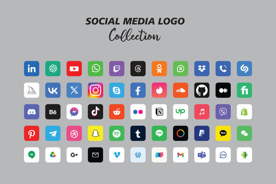 Popular social network icon collection