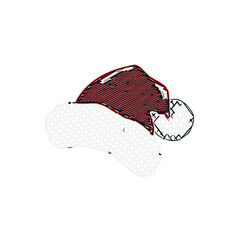 Sketch of Santa's hat color lines on a transparent background