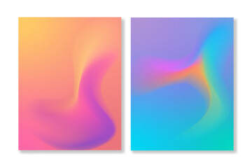 Set of grainy gradient backgrounds with abstract waves in vibrant colors. For covers, wallpapers, branding, social media and more.