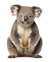 Koala full body portrait on isolated white background