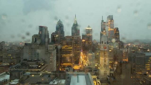 Philadelphia rooftop timelapse in storm