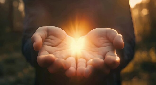 Hands open palm up worship with light, bless God helping repent catholic easter lent mind pray