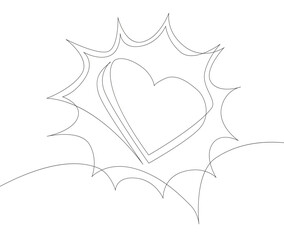 One continuous line of speech bubble with Heart. Thin Line Illustration vector Valentine's Day concept. Contour Drawing Creative ideas.
