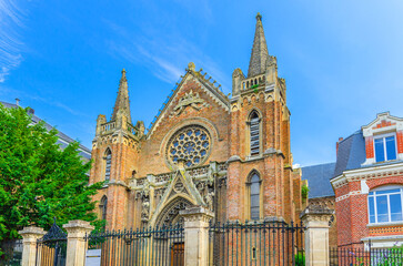 Chapel of Sacred Heart High School Chapelle du lycee du Sacre-Coeur neo gothic building on rue...