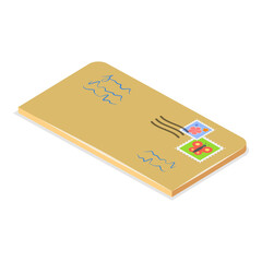 3D Isometric Flat Vector Set of Mail Paper Letters, Postal Item with Written Message. Item 2