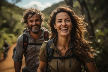 portrait of an adventurous couple exploring the world