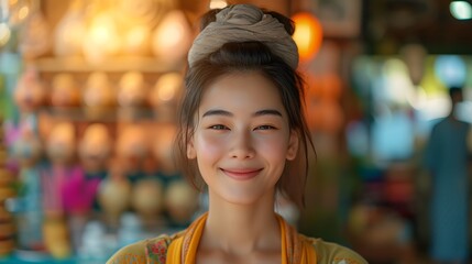 Fototapeta premium Warm Smile from a Woman in Cultural Attire