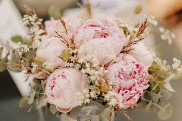 Bouquet de pivoines roses