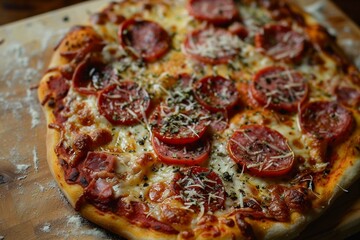 pizza with salami and cheese