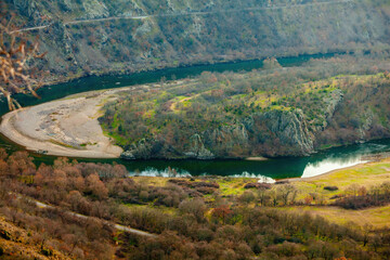 Naklejka premium Scenary view of river Arda meanders at Rhodope mountains in Bulgaria