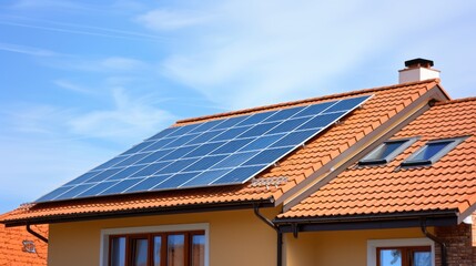 Solar Panels Adorning a Suburban Home
