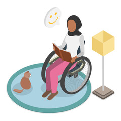 3D Isometric Flat Vector Illustration of Life With Disability, Inclusion Society. Item 4