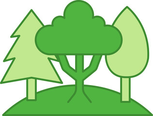 Colored Pure Nature Icon. Green Forest Vector Icon. Ecology and Environmental Protection Concept