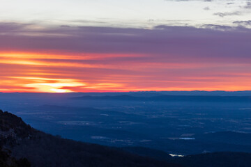 Sunrise overlooking Petit Jean Valley from Mount Magazine Lodge.
