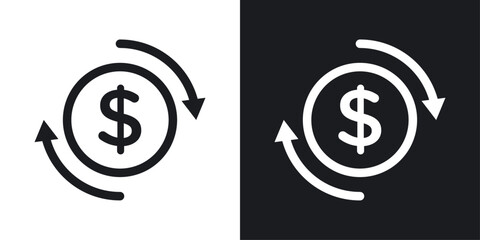 Circulation of money icon designed in a line style on white background. - obrazy, fototapety, plakaty
