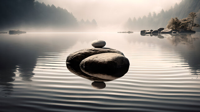 Sunrise Over Stacked Stones