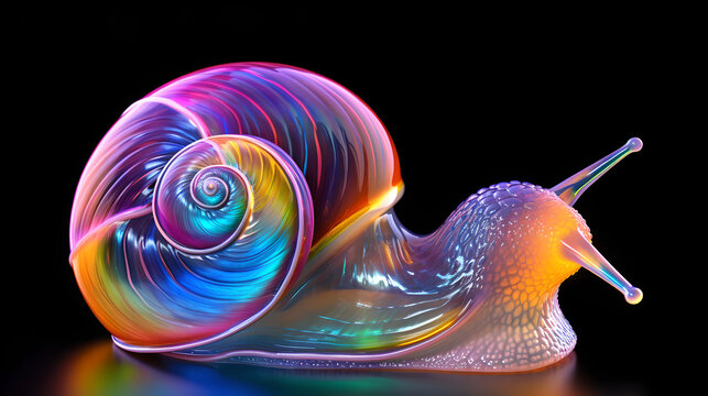 Snail In Iridescent Shell