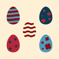 Easter eggs. Easter. Easter greetings. Vector illustration. Set. Silhouettes. Rabbit. Chicken. Multicolored. Holidays Decorations. Postcard