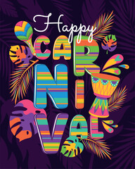 Colored brazilian carnival poster Vector illustration